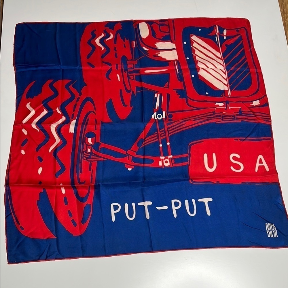 Dior Christian Dior Miss Dior Put-Put 30” Vintage 1960’s Silk Scarf